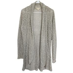 Eileen Fisher Linen Blend Knit Tan Open Front Cardigan S Lagenlook Beach Coastal
